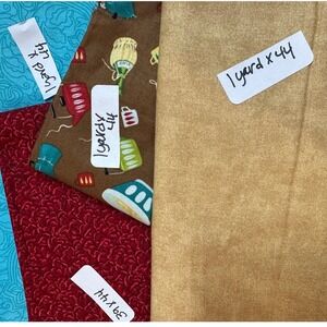 David Textiles Cranston Print Works Cotton‎ Fabric Bundle 4pc Retro Kitchen